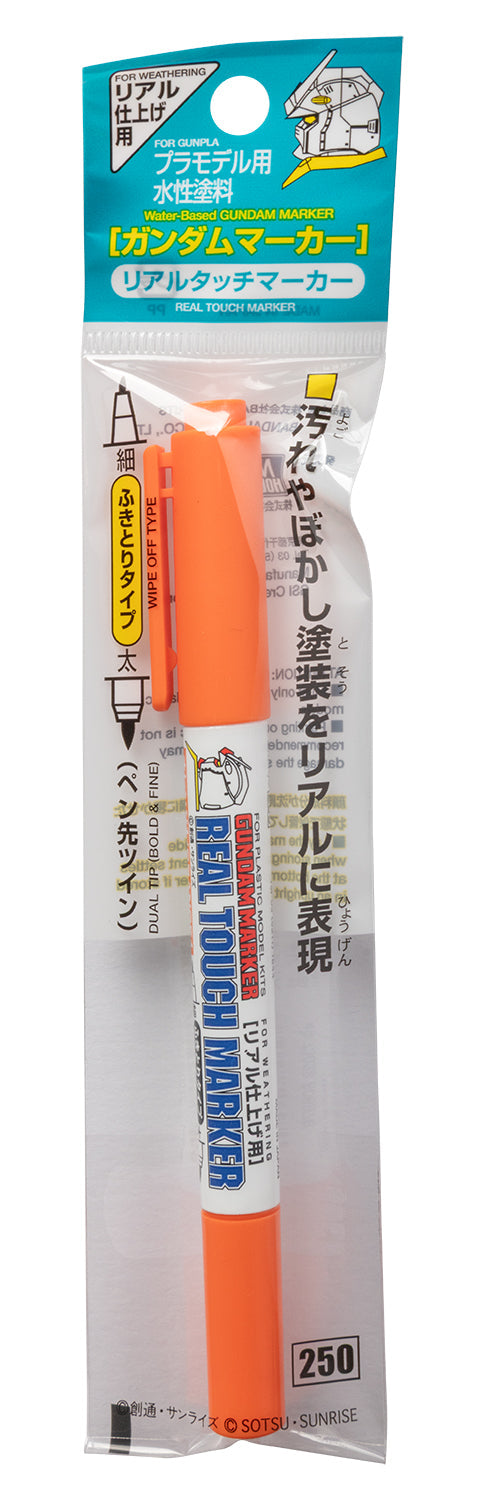 Mr. Hobby GM405 Real Touch Marker - Real Touch Orange 1 Felt-Tip Pen Orange color Extra Fine Tip and Broad Tip in original packaging by GSI Creos