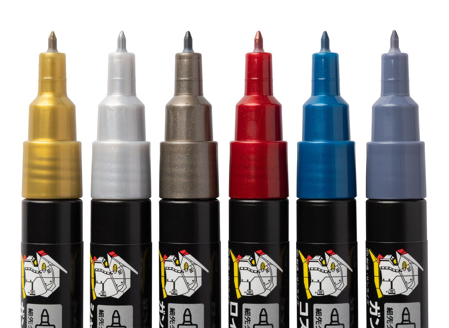 Mr. Hobby GMS126 Gundam Marker Fine Edge Set 2 Felt-Tip Pen Chisel Tip Set of 6 without caps by GSI Creos