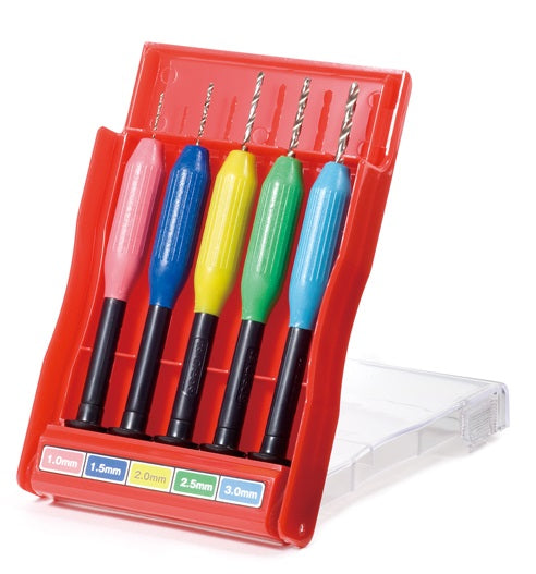 GT50 Mr. Pinvice Basic Set Hand Drill, Twist Drill 1 / 1.5 / 2 / 2.5 / 3 mm by Mr. Hobby made of Plastic Metal