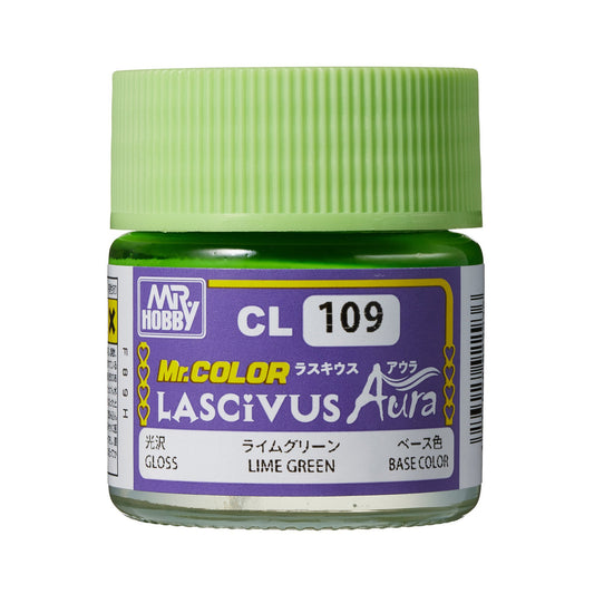 Mr. Hobby CL109 Mr. Color Lascivus Gloss Lime Green Model Paint by GSI Creos 18 ml paint bottle front view