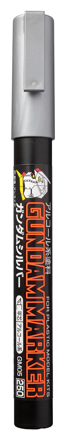 Mr. Hobby GM05 Gundam Marker Silver Felt-Tip Pen Silver color Chisel Tip without packaging by GSI Creos