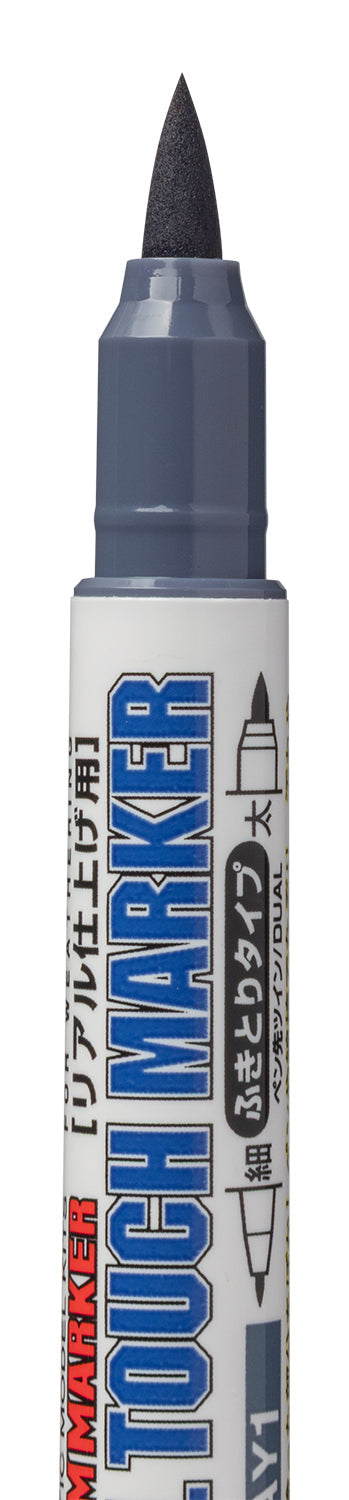 Mr. Hobby GM401 Real Touch Marker - Real Touch Gray 1 Felt-Tip Pen Gray color Extra Fine Tip and Broad Tip close up fine by GSI Creos