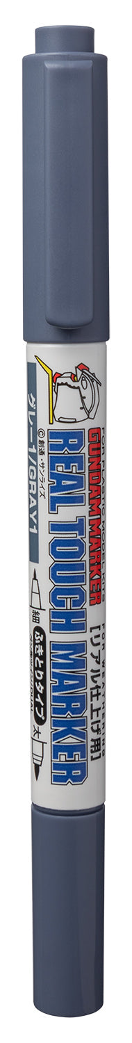 Mr. Hobby GM401 Real Touch Marker - Real Touch Gray 1 Felt-Tip Pen Gray color Extra Fine Tip and Broad Tip without packaging by GSI Creos
