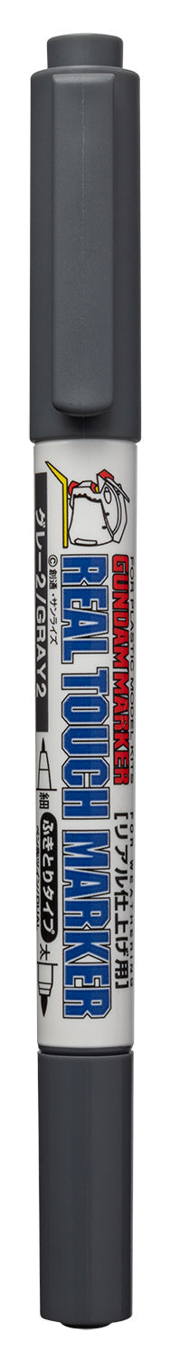 Mr. Hobby GM402 Real Touch Marker - Real Touch Gray 2 Felt-Tip Pen Gray color Extra Fine Tip and Broad Tip without packaging by GSI Creos