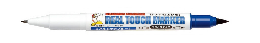 Mr. Hobby GM403 Real Touch Marker - Real Touch Blue 1 Felt-Tip Pen Blue color Extra Fine Tip and Broad Tip close up by GSI Creos
