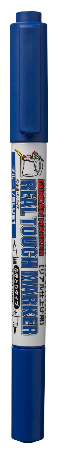 Mr. Hobby GM403 Real Touch Marker - Real Touch Blue 1 Felt-Tip Pen Blue color Extra Fine Tip and Broad Tip without packaging by GSI Creos
