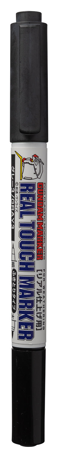 Mr. Hobby GM406 Real Touch Marker - Real Touch Gray 3 Felt-Tip Pen Gray color Extra Fine Tip and Broad Tip without packaging by GSI Creos