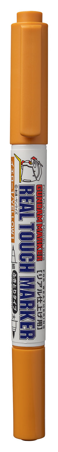 Mr. Hobby GM409 Real Touch Marker - Real Touch Yellow 1 Felt-Tip Pen Yellow color Extra Fine Tip and Broad Tip without packaging by GSI Creos