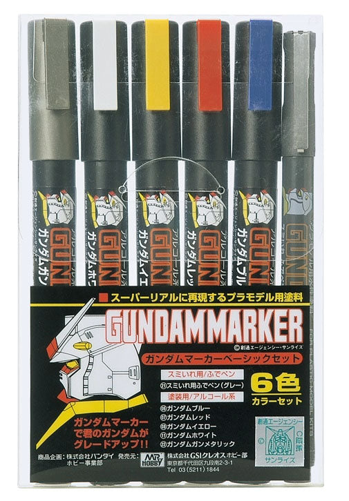 Mr. Hobby GMS105 Gundam Marker Basic Set Felt-Tip Pen Chisel Tip Set of 6 in original packaging by GSI Creos