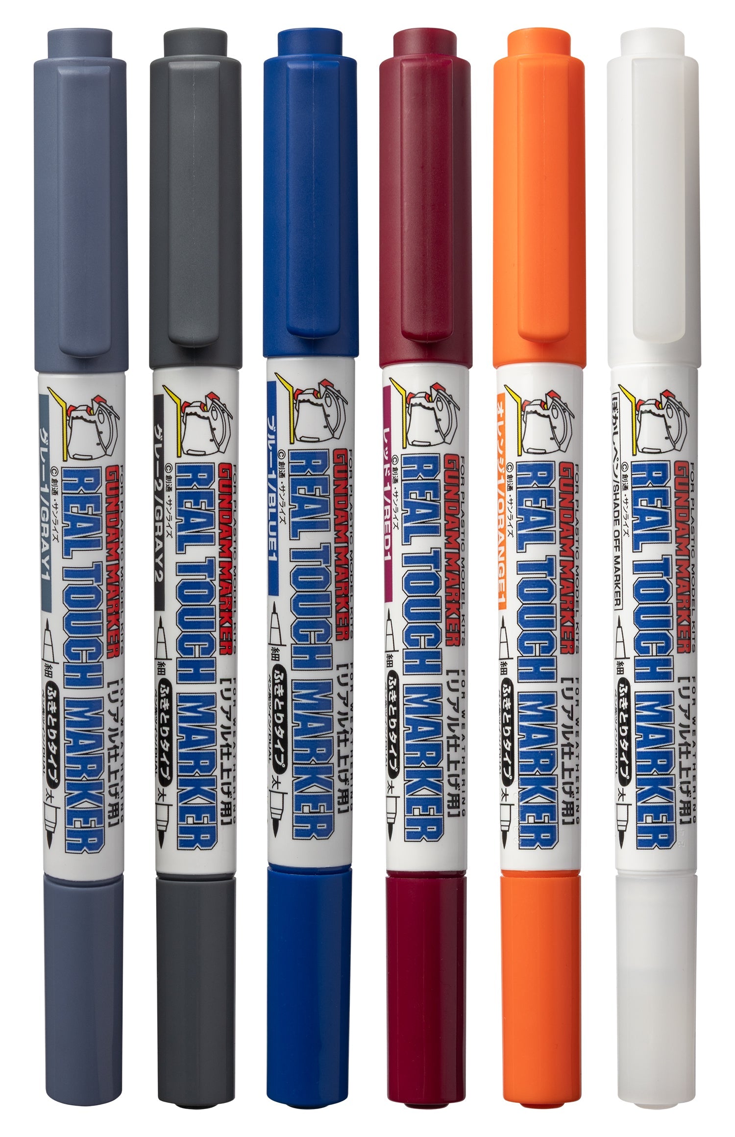 Mr. Hobby GMS112 Gundam Real Touch Marker Set 1 Felt-Tip Pen Extra Fine Tip and Fine Tip Set of 6 without packaging by GSI Creos