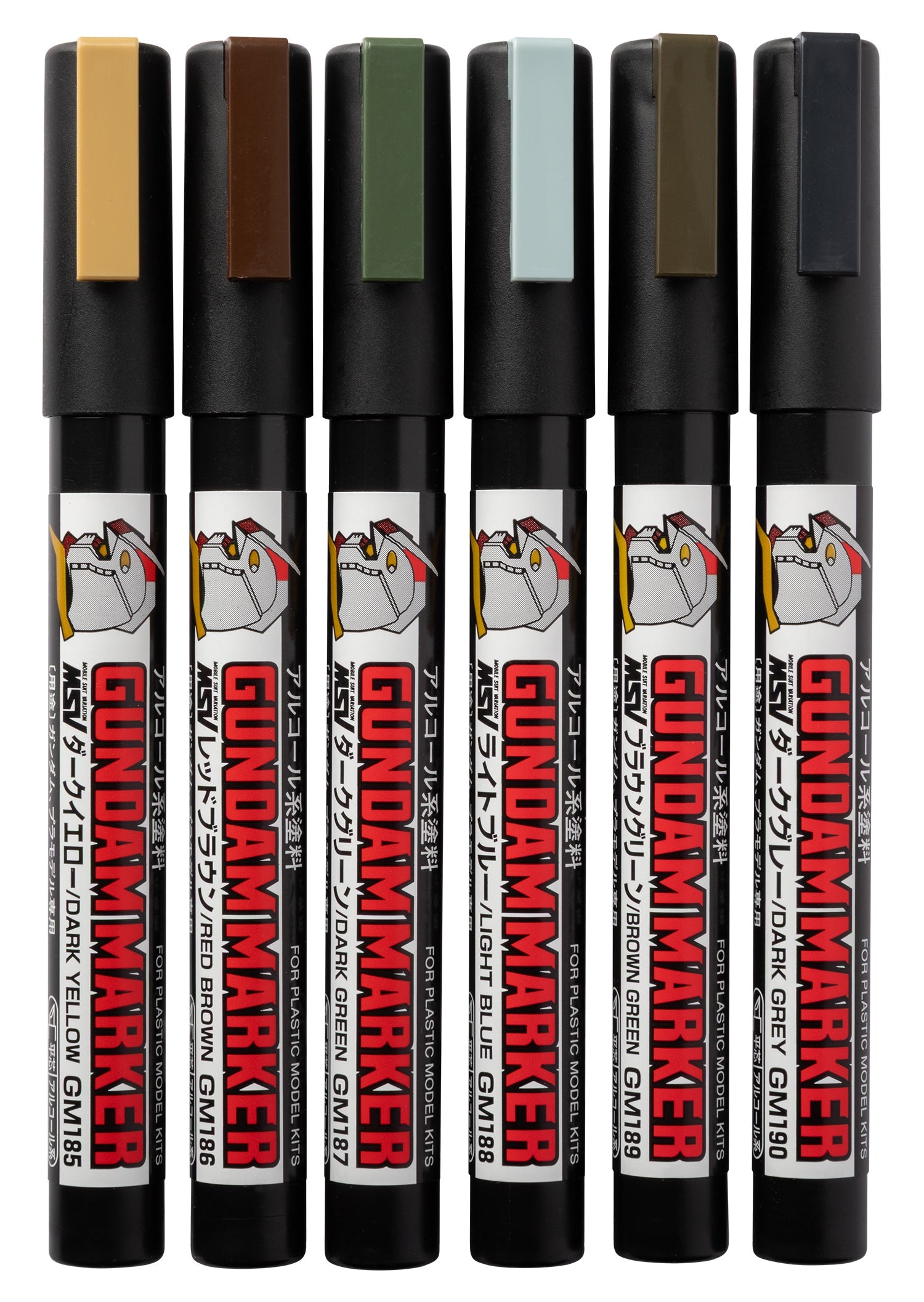 Mr. Hobby GMS127 Gundam Marker MSV Set Felt-Tip Pen Chisel Tip Set of 6 without packaging by GSI Creos