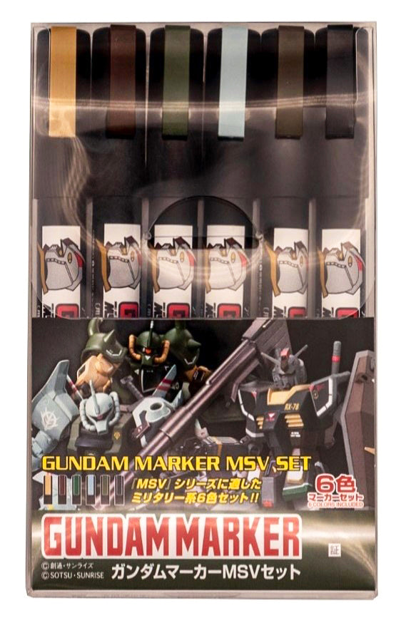 Mr. Hobby GMS127 Gundam Marker MSV Set Felt-Tip Pen Chisel Tip Set of 6 in original packaging by GSI Creos