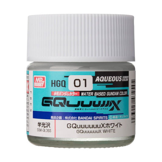 Mr. Hobby HGQ01 Aqueous Gundam Color GQuuuuuuX White Model Paint by GSI Creos 10 ml paint bottle front view