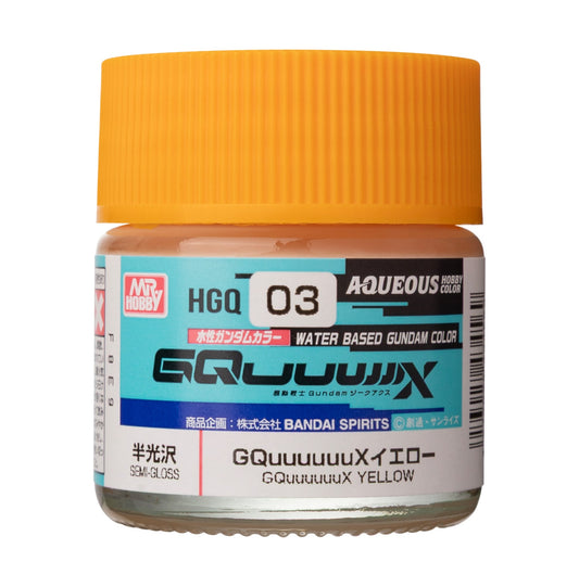 Mr. Hobby HGQ03 Aqueous Gundam Color GQuuuuuuX Yellow Model Paint by GSI Creos 10 ml paint bottle front view