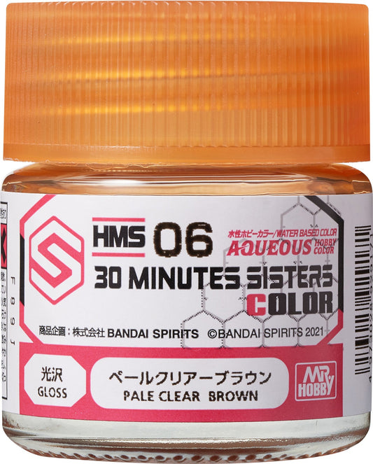 Mr. Hobby HMS06 Aqueous 30 Minutes Sisters Color Pale Clear Brown Model Paint by GSI Creos 10 ml paint bottle front view
