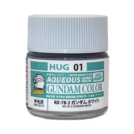 Mr. Hobby HUG01 Aqueous Gundam Color RX-78-2 Gundam White Model Paint by GSI Creos 10 ml paint bottle front view