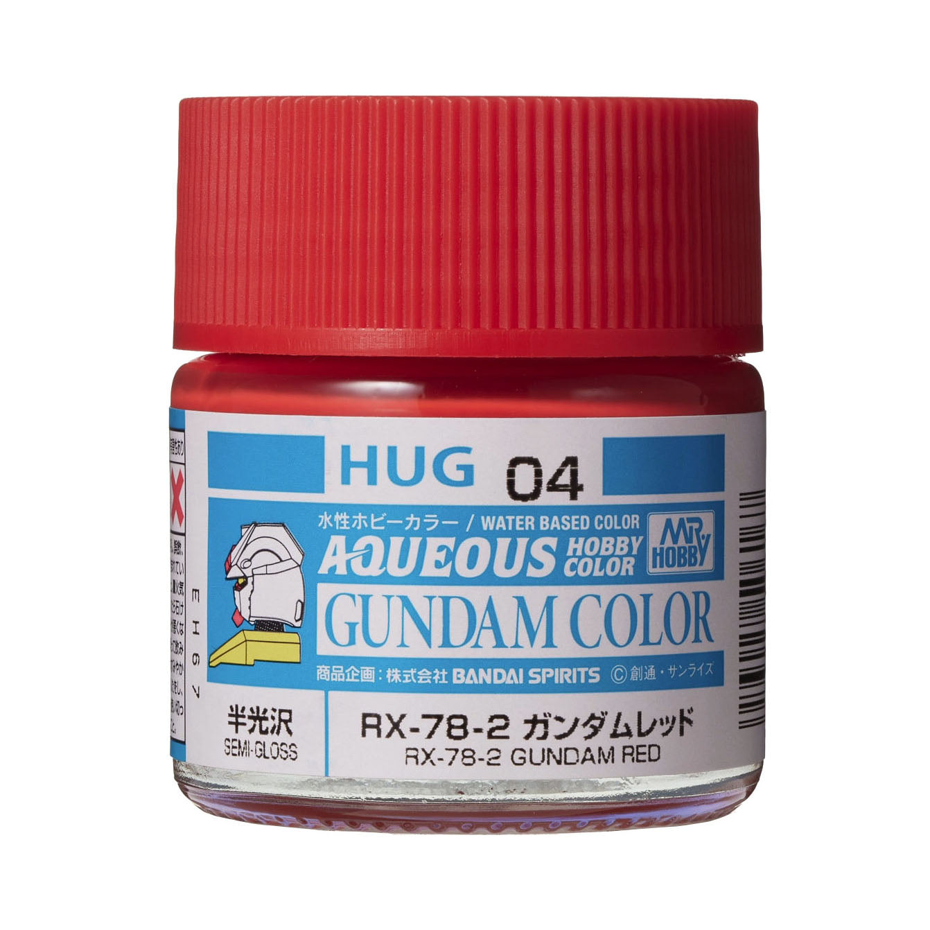 Mr. Hobby HUG04 Aqueous Gundam Color RX-78-2 Gundam Red Model Paint by GSI Creos 10 ml paint bottle front view