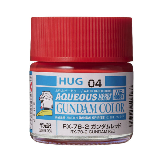 Mr. Hobby HUG04 Aqueous Gundam Color RX-78-2 Gundam Red Model Paint by GSI Creos 10 ml paint bottle front view