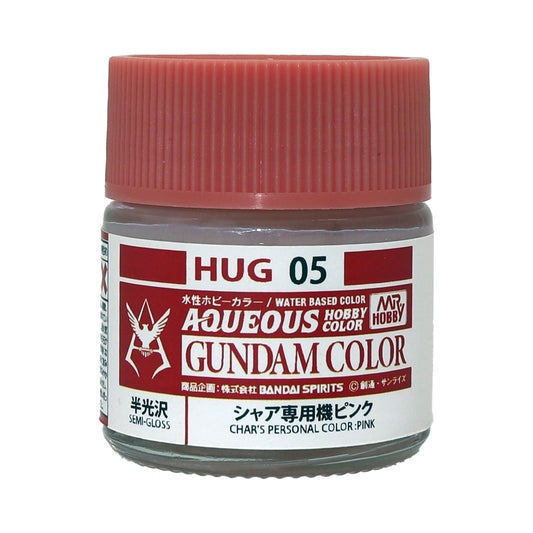 Mr. Hobby HUG05 Aqueous Gundam Color Pink for Char Aznable Model Paint by GSI Creos 10 ml paint bottle front view