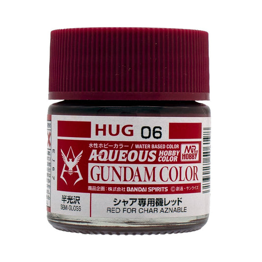 Mr. Hobby HUG06 Aqueous Gundam Color Red for Char Aznable Model Paint by GSI Creos 10 ml paint bottle front view