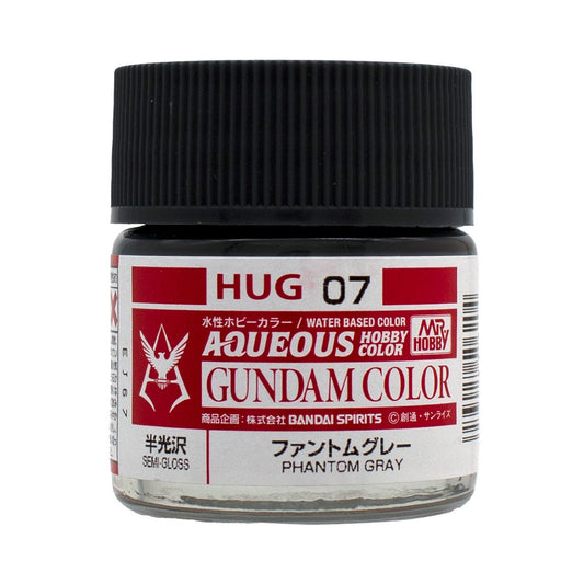 Mr. Hobby HUG07 Aqueous Gundam Color Phantom Gray Model Paint by GSI Creos 10 ml paint bottle front view