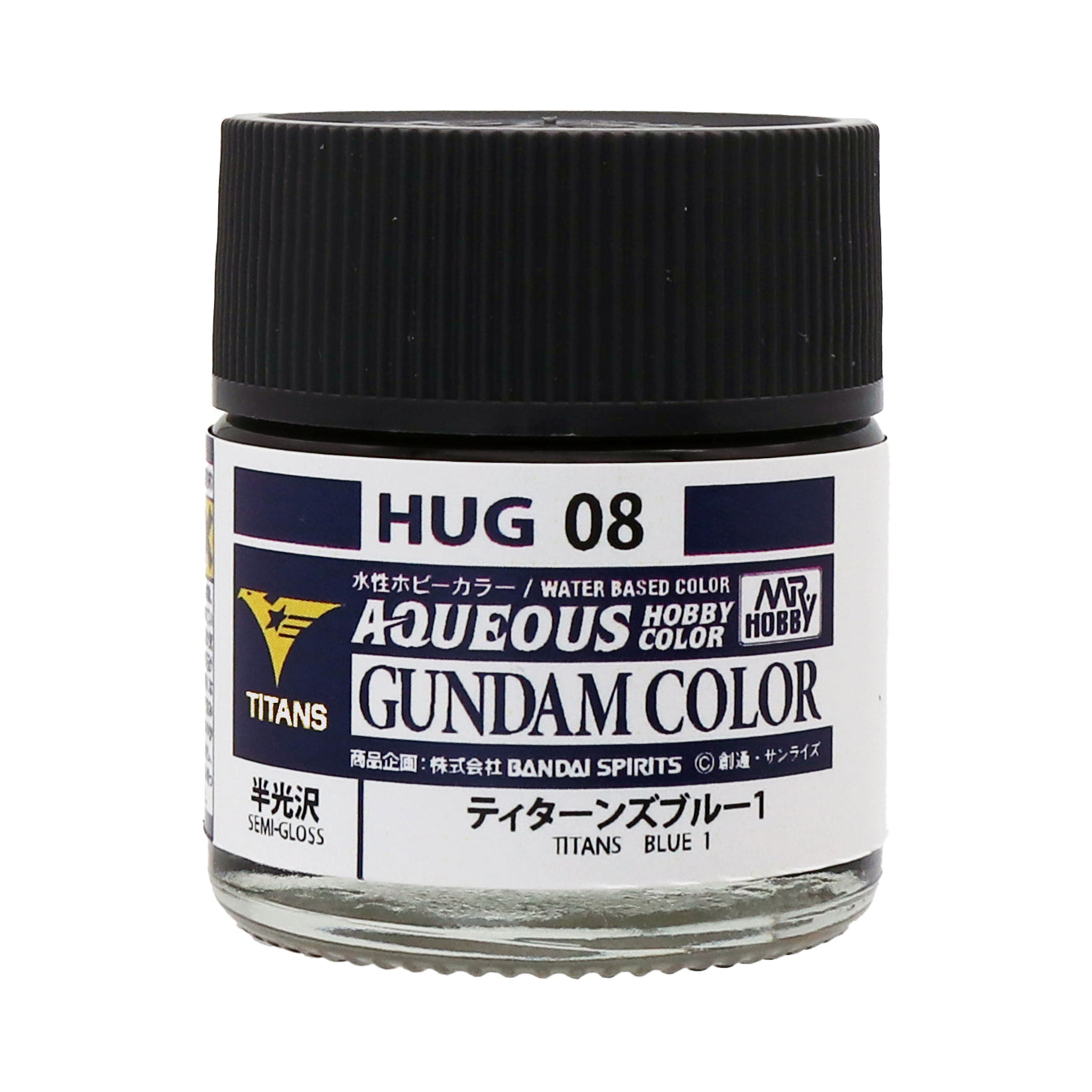 Mr. Hobby HUG08 Aqueous Gundam Color Titans Blue 1 Model Paint by GSI Creos 10 ml paint bottle front view