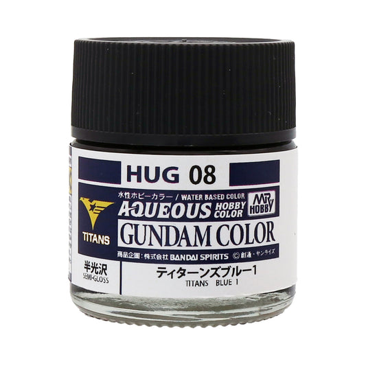 Mr. Hobby HUG08 Aqueous Gundam Color Titans Blue 1 Model Paint by GSI Creos 10 ml paint bottle front view