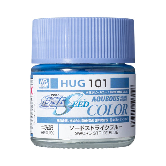 Mr. Hobby HUG101 Aqueous Gundam Color Sword Strike Blue Model Paint by GSI Creos 10 ml paint bottle front view