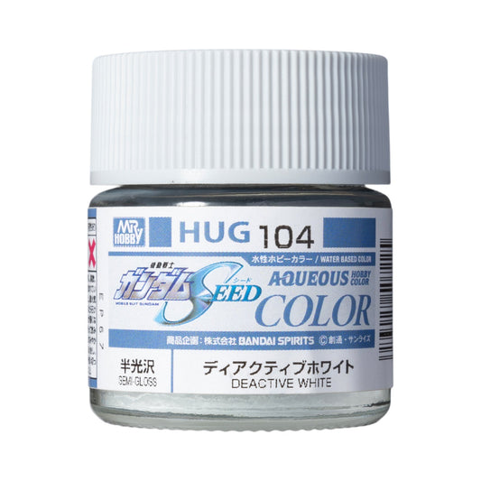 Mr. Hobby HUG104 Aqueous Gundam Color Deactive White Model Paint by GSI Creos 10 ml paint bottle front view