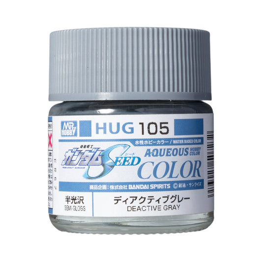 Mr. Hobby HUG105 Aqueous Gundam Color Deactive Gray Model Paint by GSI Creos 10 ml paint bottle front view