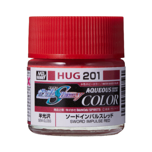 Mr. Hobby HUG201 Aqueous Gundam Color Sword Impulse Red Model Paint by GSI Creos 10 ml paint bottle front view