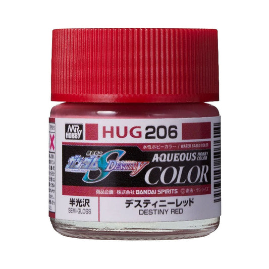 Mr. Hobby HUG206 Aqueous Gundam Color Destiny Red Model Paint by GSI Creos 10 ml paint bottle front view