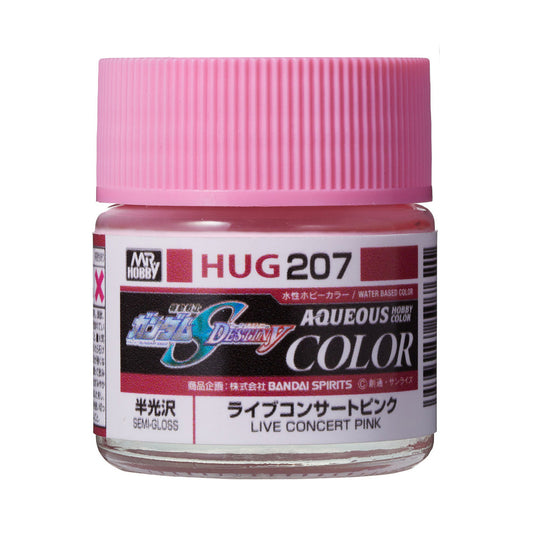 Mr. Hobby HUG207 Aqueous Gundam Color Live Concert Pink Model Paint by GSI Creos 10 ml paint bottle front view