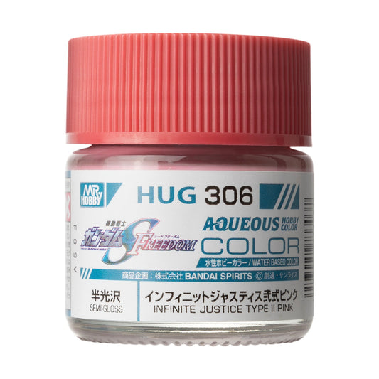 Mr. Hobby HUG306 Aqueous Gundam Color INFINITE JUSTICE TYPE II PINK Model Paint by GSI Creos 10 ml paint bottle front view