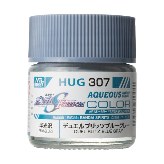 Mr. Hobby HUG307 Aqueous Gundam Color DUEL BLITZ BLUE GRAY Model Paint by GSI Creos 10 ml paint bottle front view