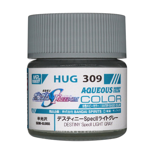 Mr. Hobby HUG309 Aqueous Gundam Color DESTINY Spec II LIGHT GRAY Model Paint by GSI Creos 10 ml paint bottle front view
