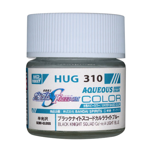 Mr. Hobby HUG310 Aqueous Gundam Color BLACK KNIGHT SQUAD Cal-re A LIGHT BLUE Model Paint by GSI Creos 10 ml paint bottle front view