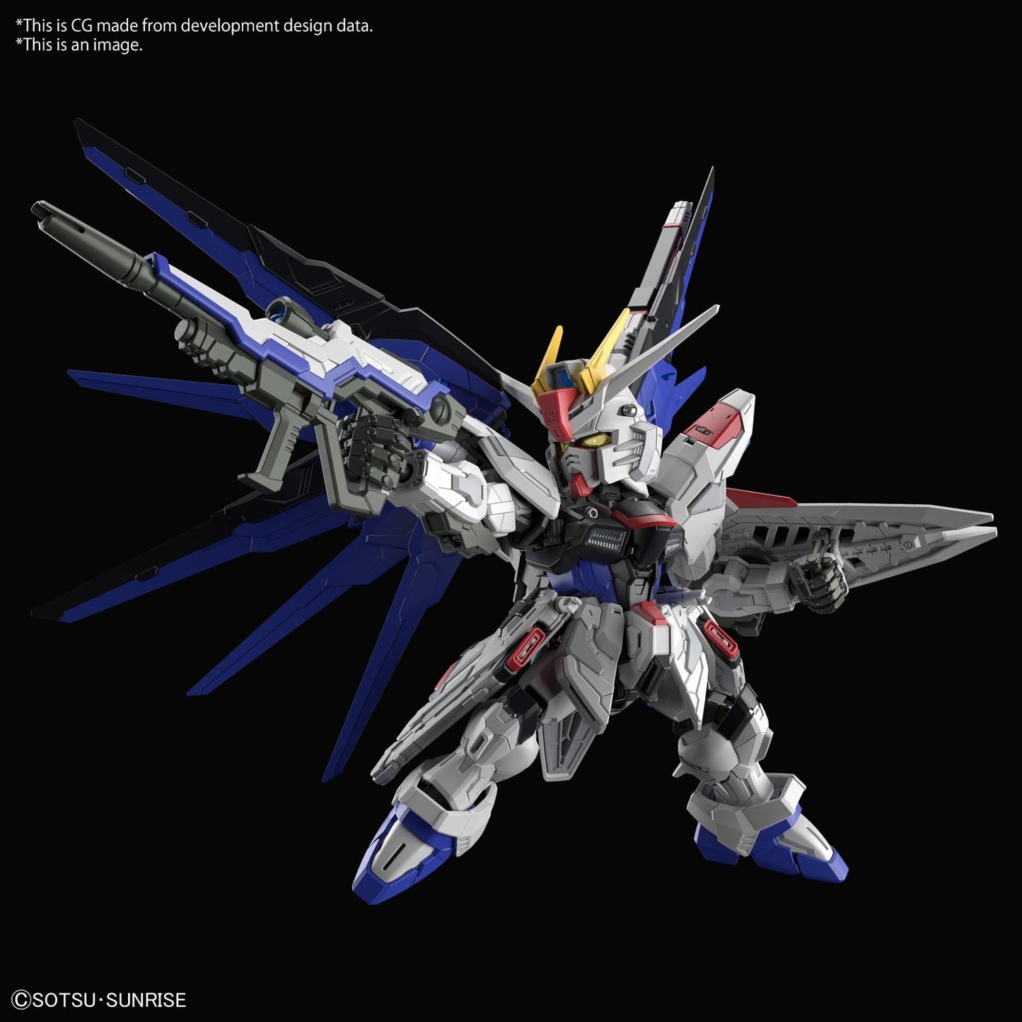 Master Grade SD Freedom Gundam collectible scale model made of plastics by Bandai