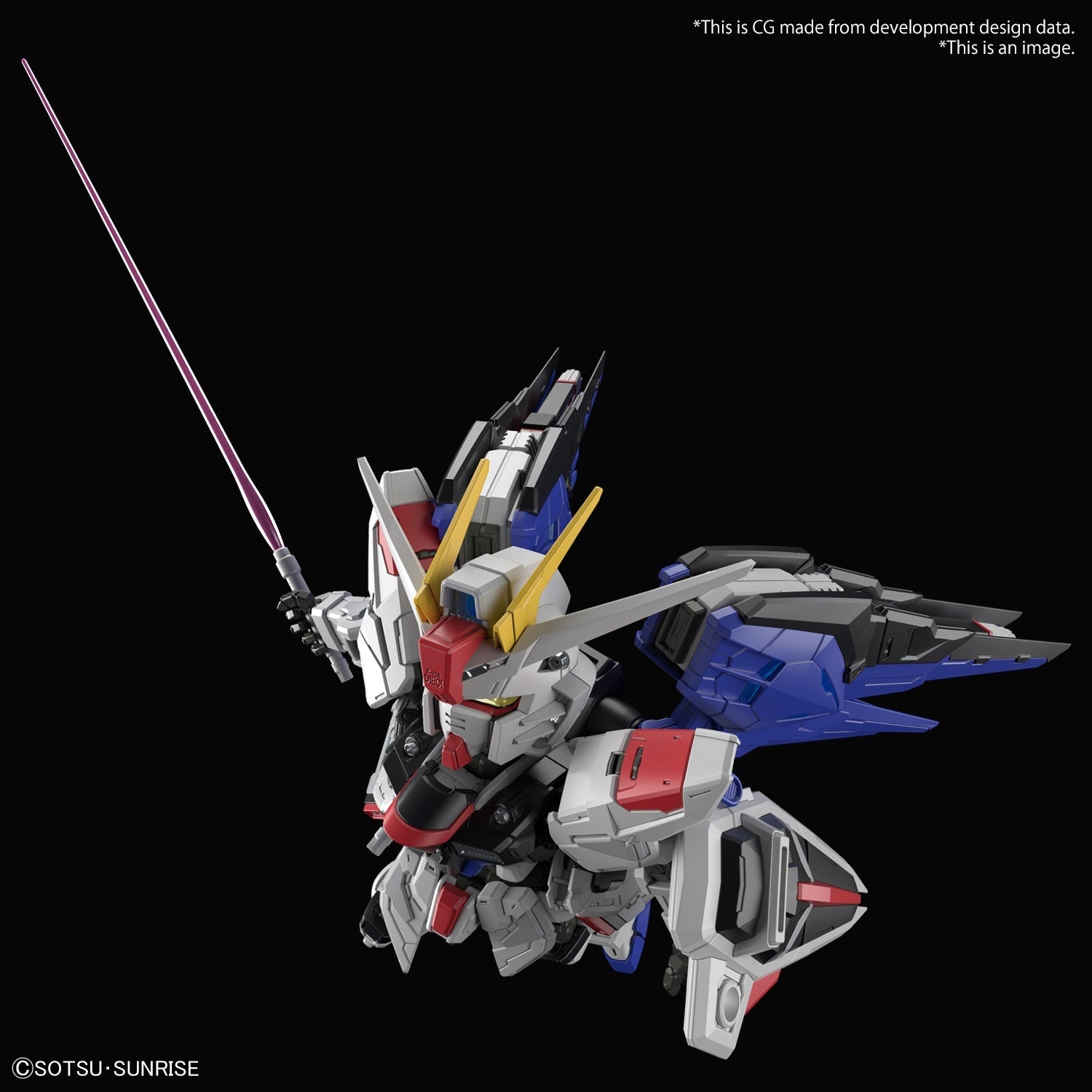 Master Grade SD Freedom Gundam collectible scale model made of plastics by Bandai