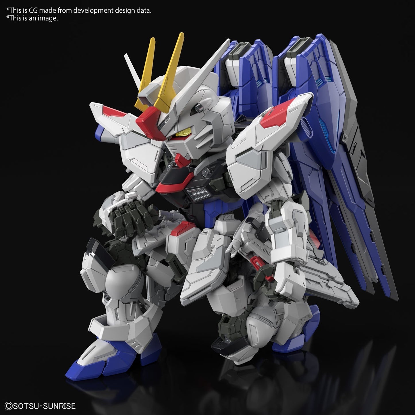 Master Grade SD Freedom Gundam collectible scale model made of plastics by Bandai