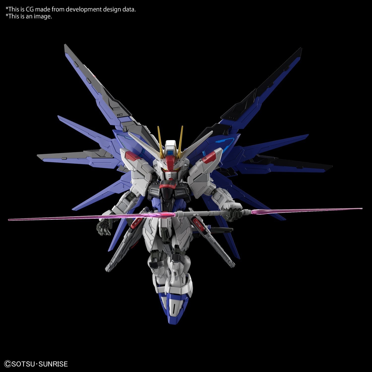 Master Grade SD Freedom Gundam collectible scale model made of plastics by Bandai