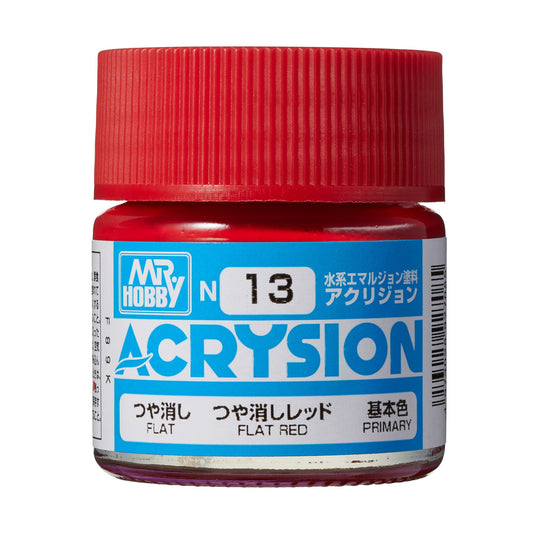 N13 Acrysion Color Flat Red Model Paint Red color 10 ml by Mr. Hobby