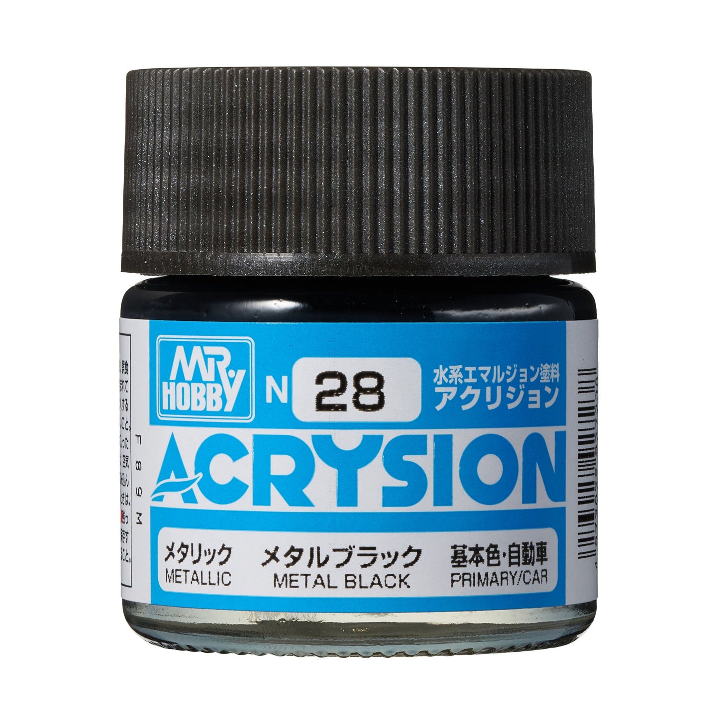 N28 Acrysion Color Metal Black Model Paint Black color 10 ml by Mr. Hobby