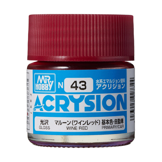 N43 Acrysion Color Wine Red Model Paint Red color 10 ml by Mr. Hobby