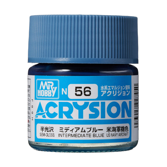 N56 Acrysion Color Intermediate Blue Model Paint Blue color 10 ml by Mr. Hobby