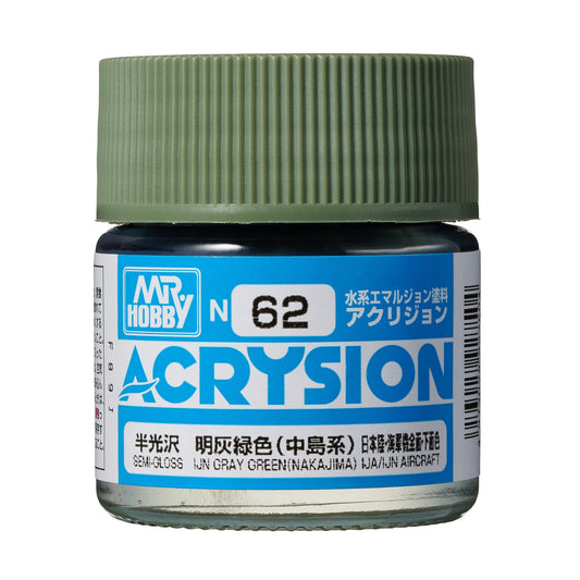 N62 Acrysion Color IJN Gray Green (Nakajima) Model Paint Green color 10 ml by Mr. Hobby