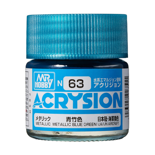 N63 Acrysion Color Metallic Blue Green Model Paint Green color 10 ml by Mr. Hobby