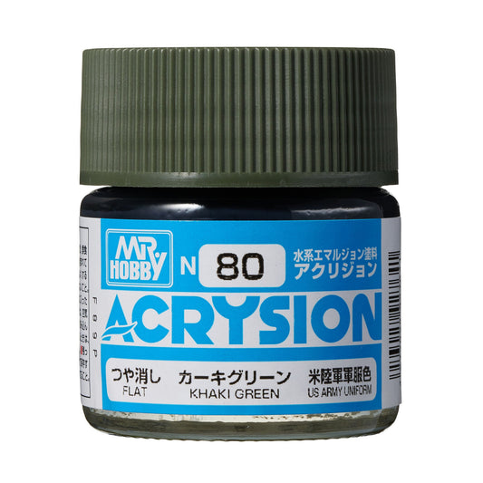 N80 Acrysion Color Khaki Green Model Paint Green color 10 ml by Mr. Hobby