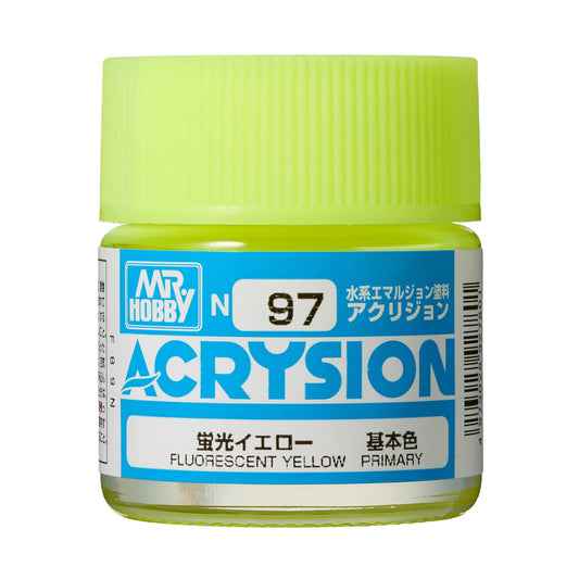 N97 Acrysion Color Fluorescent Yellow Model Paint Yellow color 10 ml by Mr. Hobby