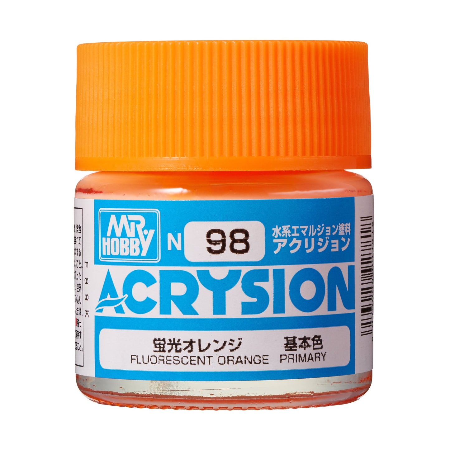 N98 Acrysion Color Fluorescent Orange Model Paint Orange color 10 ml by Mr. Hobby